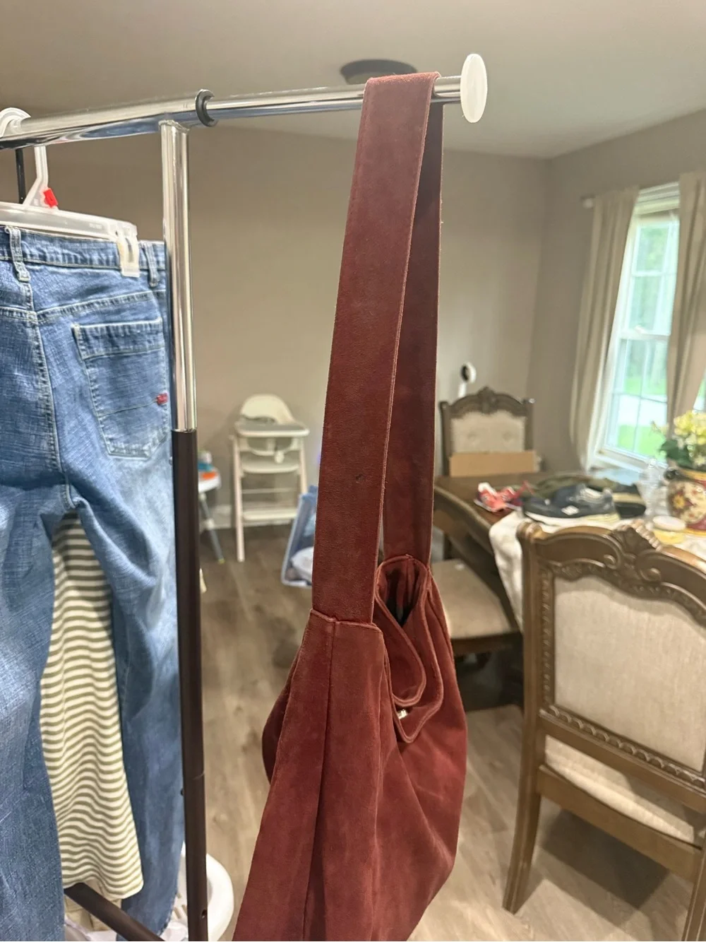 Burgundy Suede ITALIAN LEATHER  Shoulder Bag